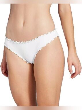 Shade & Shore NWT white Ruffle Cheeky Bikini Bottom large bathing suit swim